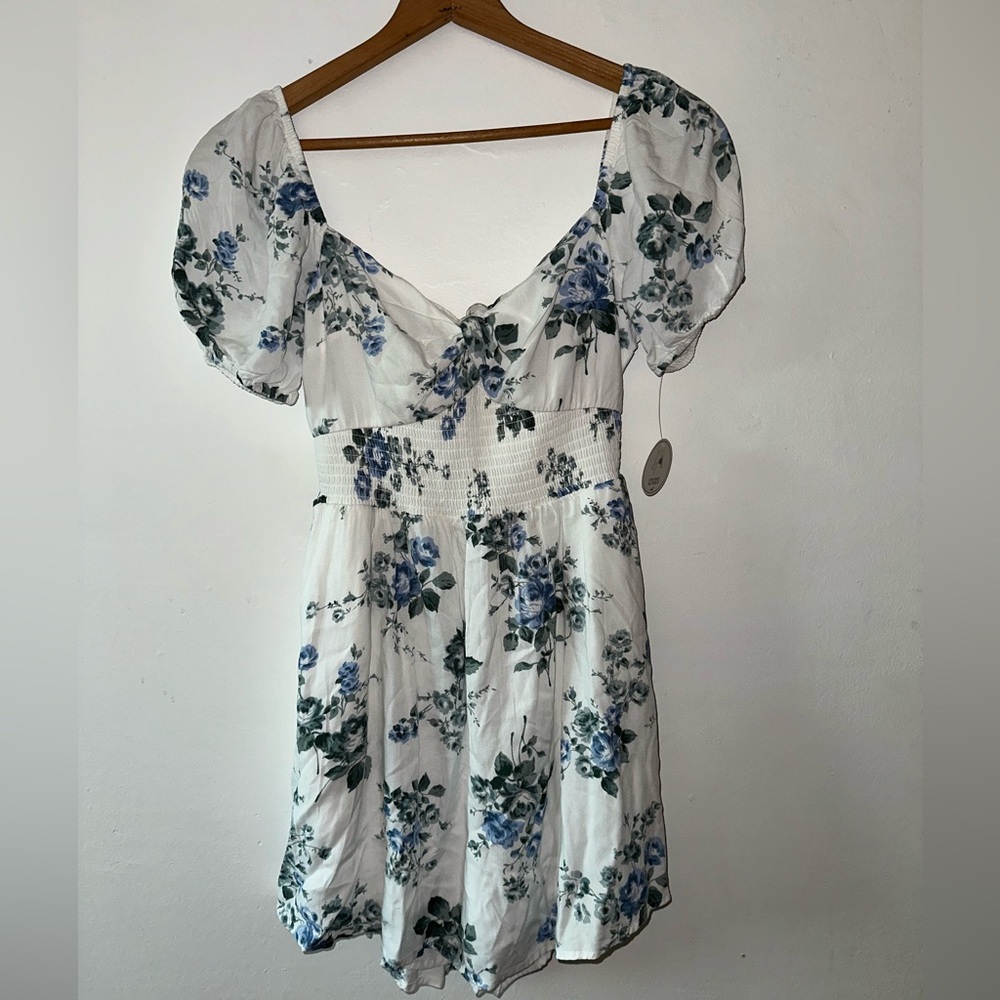 Hollister Blue Puff Sleeve Romper Large